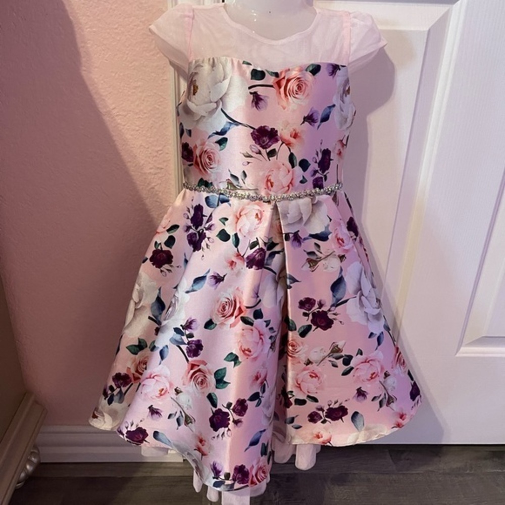 Rare editions girls silk floral dress size 4T